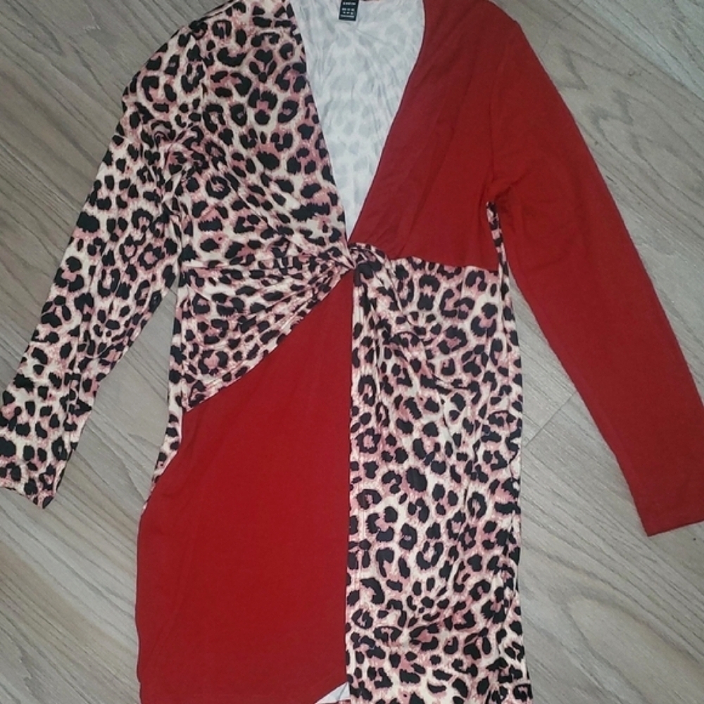 SHEIN Red and Leopard Print Dress Size XL(12)